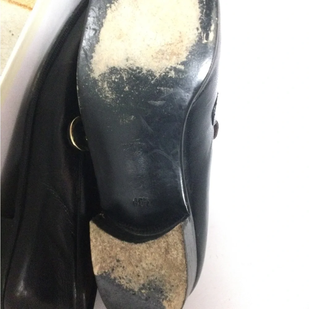 Gucci Black Leather Men's Oxford Loafers with Gold Hardware